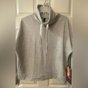 S: Kyodan Long Sleeve Cowl Turtleneck Sweater Light Fleece Lined Grey NWT